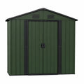 Abri de jardin en acier galvanisé vert foncé et noir 257 x 205 x 178 cm double porte coulissante toit à deux pans