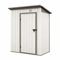 Abri de rangement extérieur 132 x 89 x 186 cm en acier galvanisé ivoire et taupe avec porte battante et ventilation