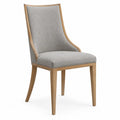 Chaise de salle à manger rembourrée polyester beige pieds bois massif chêne naturel 50 x 60 x 96 cm