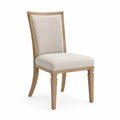 Chaise de salle à manger 50 cm x 58 cm x 96 cm bois d'hévéa massif chêne naturel dossier rembourré tissu polyester beige