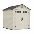 Abri de jardin en résine polypropylène beige avec toit noir double porte et ventilation