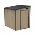 Abri de jardin métallique 213 x 130 x 185 cm acier galvanisé beige sable et noir toit monopente avec porte battante